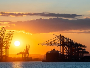 Container ships in the port of New York